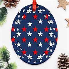 Patriotic Colors America Usa Red Ornament (oval Filigree) by Celenk