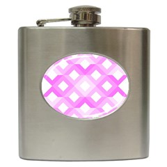 Geometric Chevrons Angles Pink Hip Flask (6 Oz) by Celenk