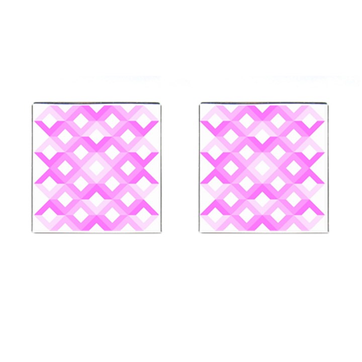 Geometric Chevrons Angles Pink Cufflinks (Square)