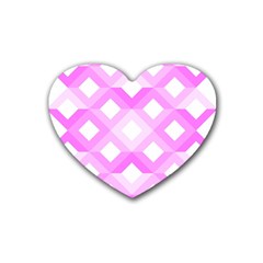 Geometric Chevrons Angles Pink Rubber Coaster (heart)  by Celenk