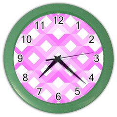 Geometric Chevrons Angles Pink Color Wall Clocks by Celenk