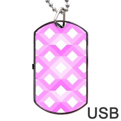 Geometric Chevrons Angles Pink Dog Tag Usb Flash (one Side) by Celenk