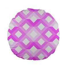 Geometric Chevrons Angles Pink Standard 15  Premium Round Cushions by Celenk