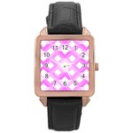 Geometric Chevrons Angles Pink Rose Gold Leather Watch  Front