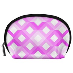 Geometric Chevrons Angles Pink Accessory Pouches (large)  by Celenk