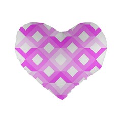 Geometric Chevrons Angles Pink Standard 16  Premium Flano Heart Shape Cushions by Celenk