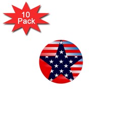 Patriotic American Usa Design Red 1  Mini Buttons (10 Pack)  by Celenk