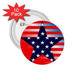 Patriotic American Usa Design Red 2 25  Buttons (10 Pack)  by Celenk