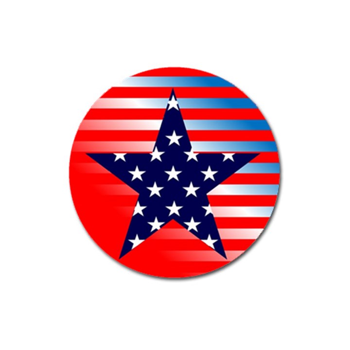 Patriotic American Usa Design Red Magnet 3  (Round)