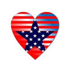 Patriotic American Usa Design Red Heart Magnet by Celenk