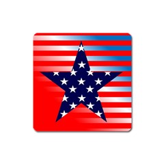 Patriotic American Usa Design Red Square Magnet by Celenk