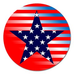 Patriotic American Usa Design Red Magnet 5  (round) by Celenk