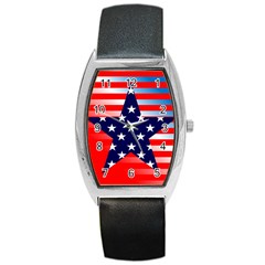 Patriotic American Usa Design Red Barrel Style Metal Watch by Celenk