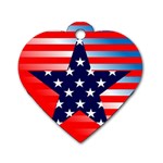 Patriotic American Usa Design Red Dog Tag Heart (Two Sides) Front