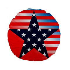 Patriotic American Usa Design Red Standard 15  Premium Round Cushions by Celenk