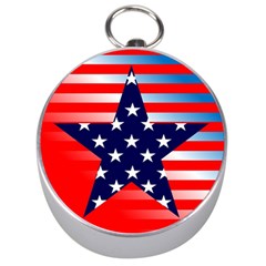 Patriotic American Usa Design Red Silver Compasses by Celenk