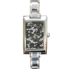 Camouflage Pattern Disguise Army Rectangle Italian Charm Watch by Celenk