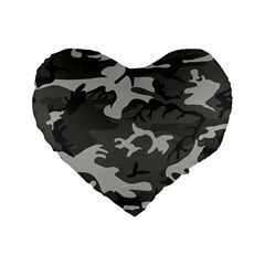 Camouflage Pattern Disguise Army Standard 16  Premium Heart Shape Cushions by Celenk