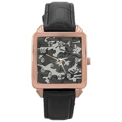 Camouflage Pattern Disguise Army Rose Gold Leather Watch  by Celenk