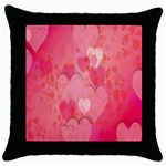 Pink Hearts Pattern Throw Pillow Case (Black) Front