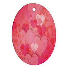 Pink Hearts Pattern Oval Ornament (two Sides) by Celenk