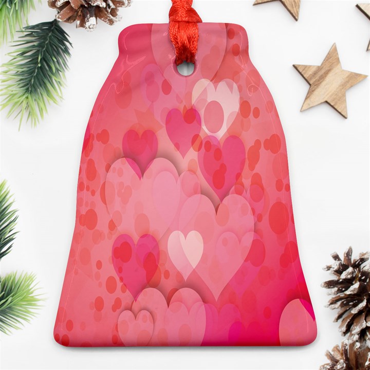 Pink Hearts Pattern Ornament (Bell)