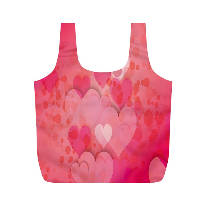 Pink Hearts Pattern Full Print Recycle Bags (M) 