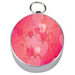 Pink Hearts Pattern Silver Compasses by Celenk