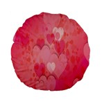 Pink Hearts Pattern Standard 15  Premium Flano Round Cushions Back