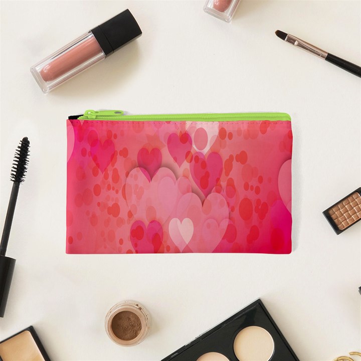 Pink Hearts Pattern Cosmetic Bag (XS)