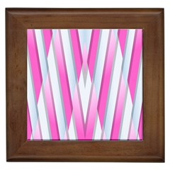 Geometric 3d Design Pattern Pink Framed Tiles by Celenk