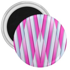 Geometric 3d Design Pattern Pink 3  Magnets by Celenk