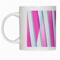 Geometric 3d Design Pattern Pink White Mugs