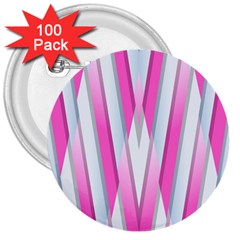 Geometric 3d Design Pattern Pink 3  Buttons (100 Pack)  by Celenk