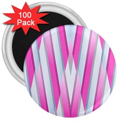 Geometric 3d Design Pattern Pink 3  Magnets (100 Pack) by Celenk