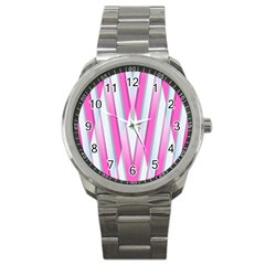 Geometric 3d Design Pattern Pink Sport Metal Watch by Celenk