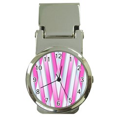 Geometric 3d Design Pattern Pink Money Clip Watches by Celenk