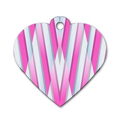 Geometric 3d Design Pattern Pink Dog Tag Heart (one Side)