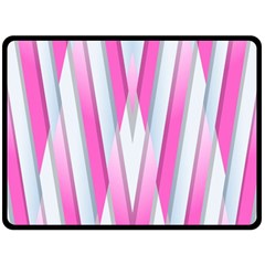 Geometric 3d Design Pattern Pink Fleece Blanket (large)  by Celenk