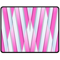 Geometric 3d Design Pattern Pink Fleece Blanket (medium)  by Celenk