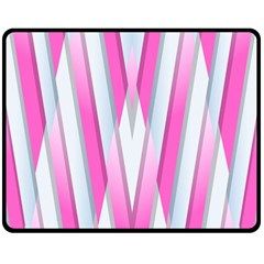 Geometric 3d Design Pattern Pink Double Sided Fleece Blanket (medium)  by Celenk