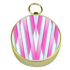 Geometric 3d Design Pattern Pink Gold Compasses by Celenk