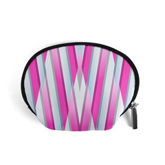 Geometric 3d Design Pattern Pink Accessory Pouches (small)  by Celenk