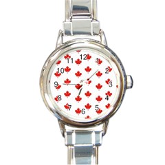 Maple Leaf Canada Emblem Country Round Italian Charm Watch by Celenk