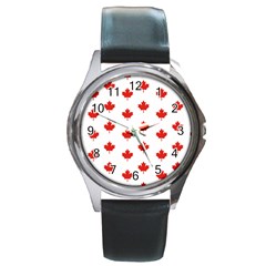 Maple Leaf Canada Emblem Country Round Metal Watch