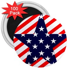 Patriotic Usa Stars Stripes Red 3  Magnets (100 Pack) by Celenk