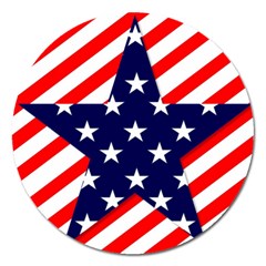 Patriotic Usa Stars Stripes Red Magnet 5  (round) by Celenk