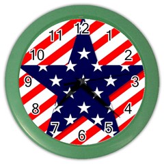 Patriotic Usa Stars Stripes Red Color Wall Clocks by Celenk