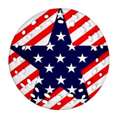 Patriotic Usa Stars Stripes Red Ornament (round Filigree) by Celenk