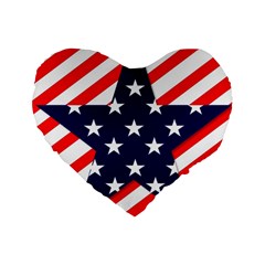 Patriotic Usa Stars Stripes Red Standard 16  Premium Flano Heart Shape Cushions